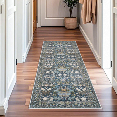 Tapis de couloir lavable: tapis de cuisine rétro avec envers antidérapant, tapis à faible épaisseur et résistant à l'eau pour le salon, tapis de sol doux pour la salle à manger, salle de bain