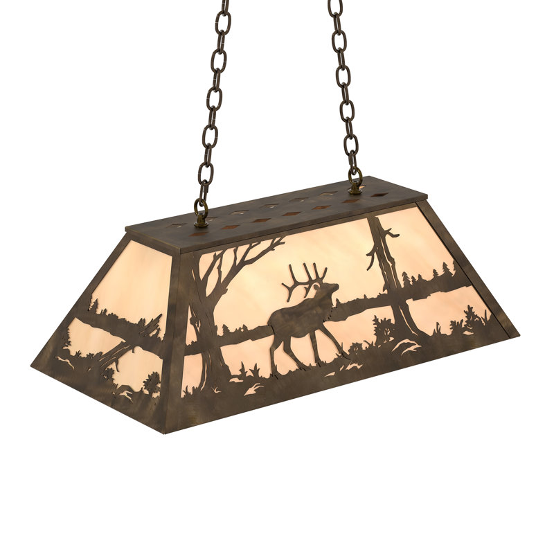 6 - Light Pendant, Antique Copper, Glass, Beige