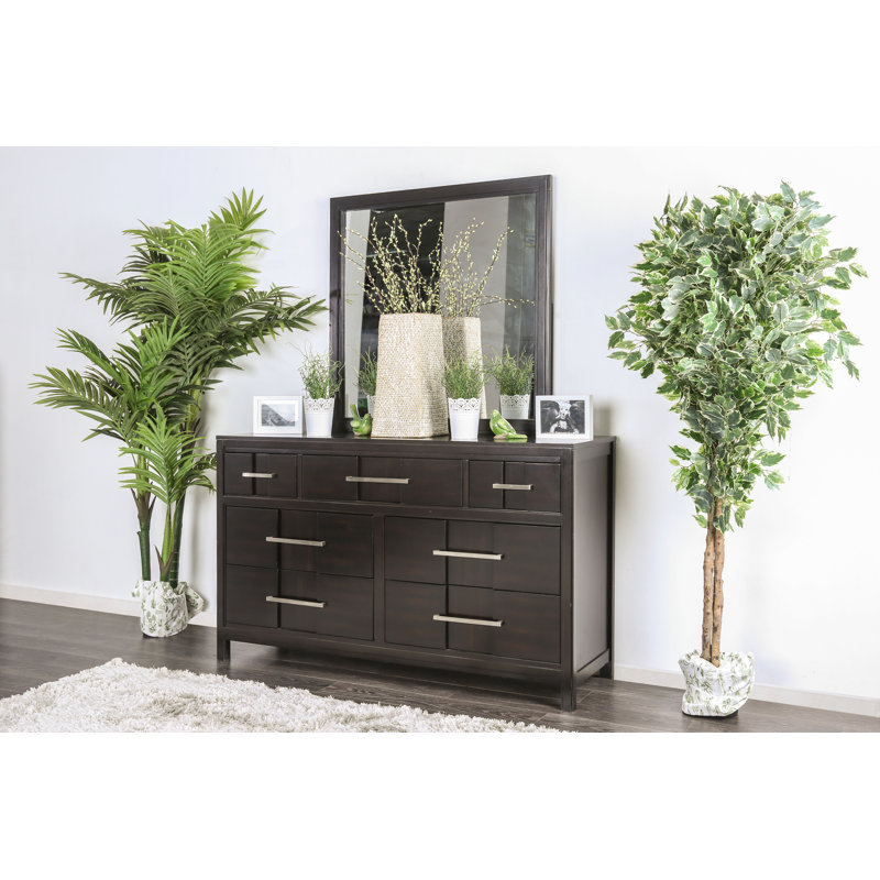 Commode 7 tiroirs avec miroir Cayer, Espresso