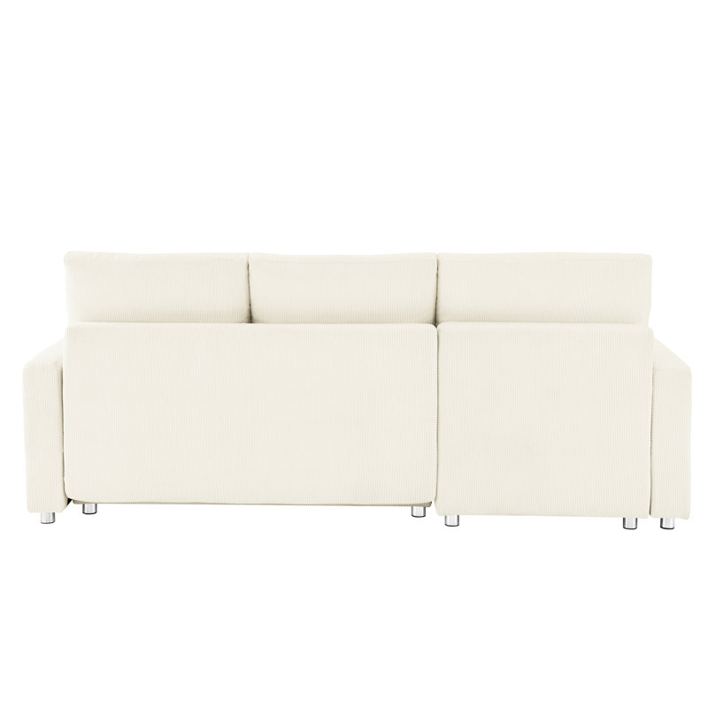 Lit modulaire sans accoudoirs avec housses escamotables et lavables avec dossier rembourré en velours côtelé beige