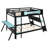 Full Size Bunk Bed with Two Built-In Gaming Desks, USB Desktop Ports & Pegboard Organizer, Gaming Bunk Frame for Gamer, Cloud Blue-705467511-705467514