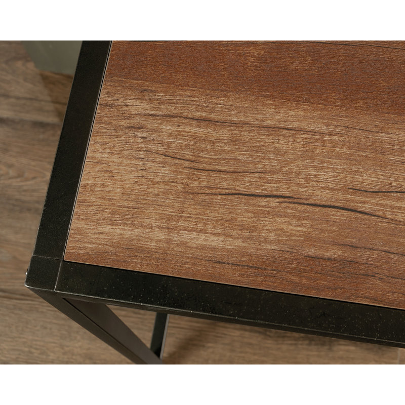 Black and Oak Wood Writing Desk with Drawer and Shelf