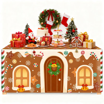 6Ft Christmas Tablecloth For Rectangular Tables, Washable Polyester Holiday Table Cover With Festive Prints, Waterproof & Reusable Dining Decor For Xmas Party