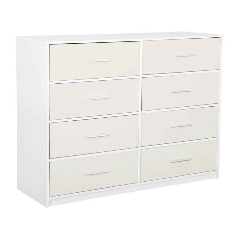 Commode à tiroirs avec grands tiroirs en tissu, Blanc