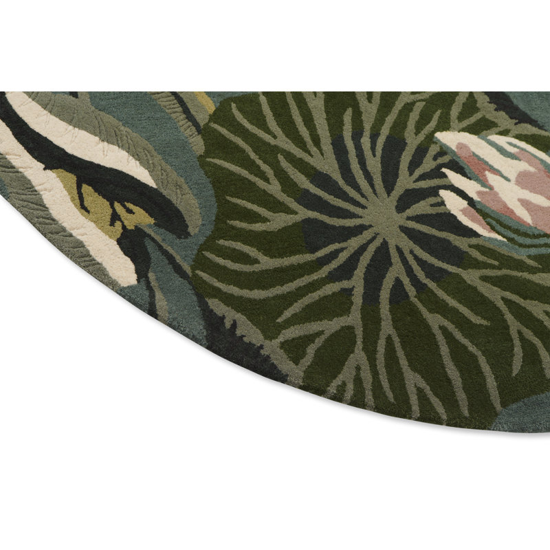 Hand Tufted Wool Floral Area Rug, Round 6'7"