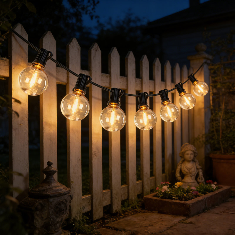 197ft 100-Bulb Outdoor Plug-in Globe String Lights, Shatterproof, IP65 Waterproof, Connectable, 2200K Soft Warm Glow, 187ft
