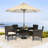 4-Person Patio HDPE Rattan Dining Set with Umbrella Hole