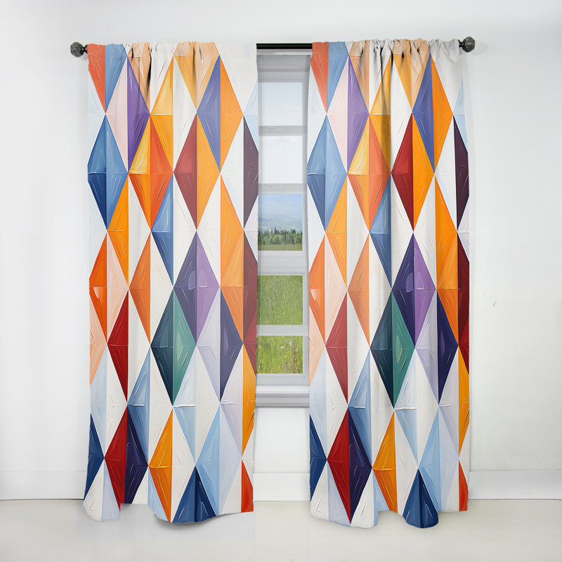 Carreaux géométriques multicolores - rideaux - obscurcissant la pièce - 1 panneau Riviera, L 52 po x L 84 po