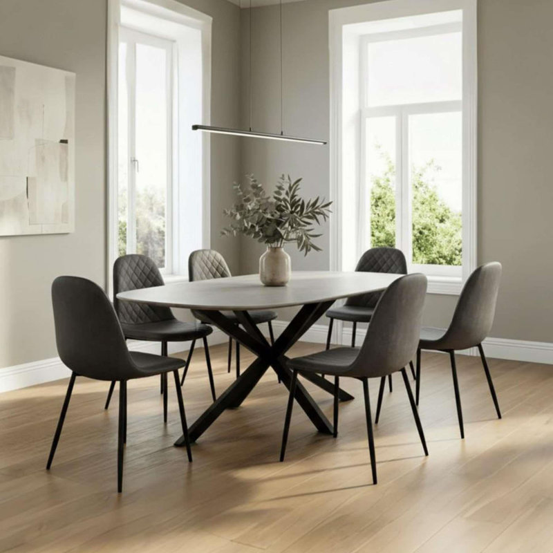 6 - Person Dining Set, 76cm H x 200cm W x 100cm D