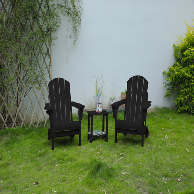 Chaise Adirondack pliante avec table d'appoint, ensemble de 3 chaises Adirondack à texture de bois