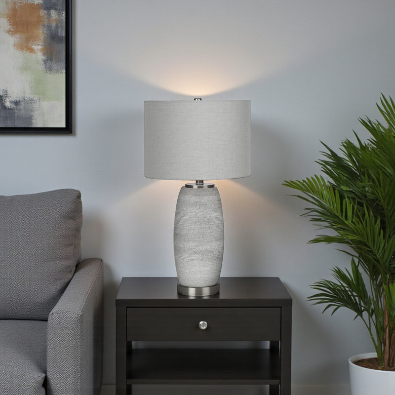 Powell Metal Ceramic & Grey Shade Table Lamp, 24.76'' H X 13.79'' W X 13.76'' D