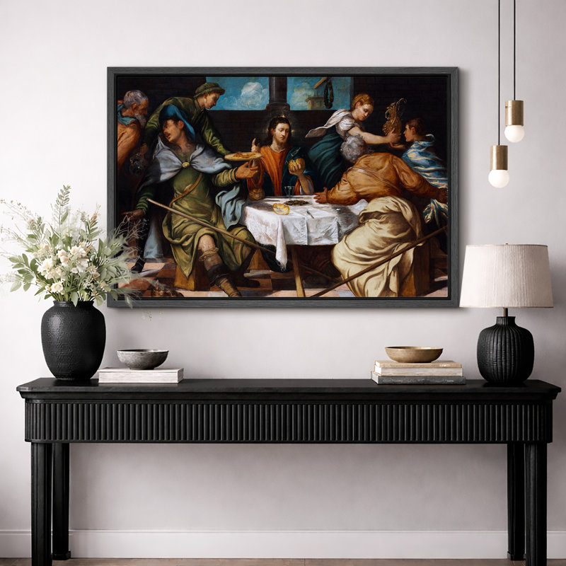 «Biblical Supper Scene», œuvre d'art classique classique, images de salle à manger, impression sur toile encadrée et giclée sur toile.