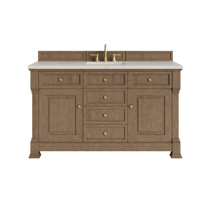 Brookfield 48'' W Single Vanity, Widespread, Victorian Silver, Black Onyx