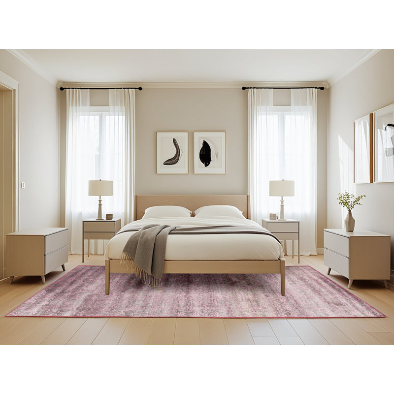 Tapis de zone mauve contemporaine, Rectangle 5 pi x 8 pi
