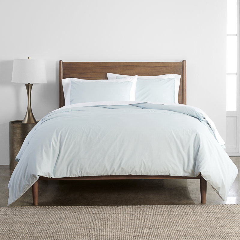 100% Cotton Ultra Soft Percale 3 Piece Duvet Cover Set - Garment Wash, King, Spa Blue