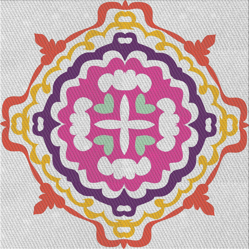 Tapis rose, Carré 7 pi
