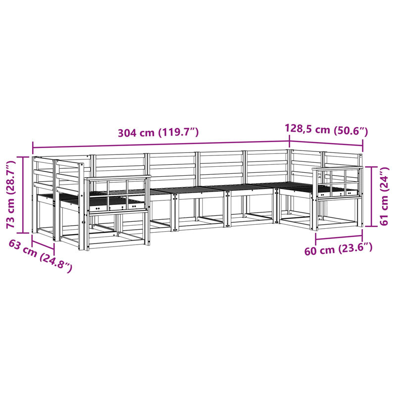 304cm Wide Patio Sectional Set