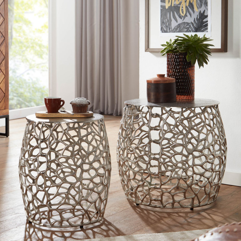 Hetre 2 - Piece Living Room Table Set, Silver