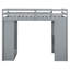 Lit mezzanine simple avec tablettes, bureau, tablettes gris