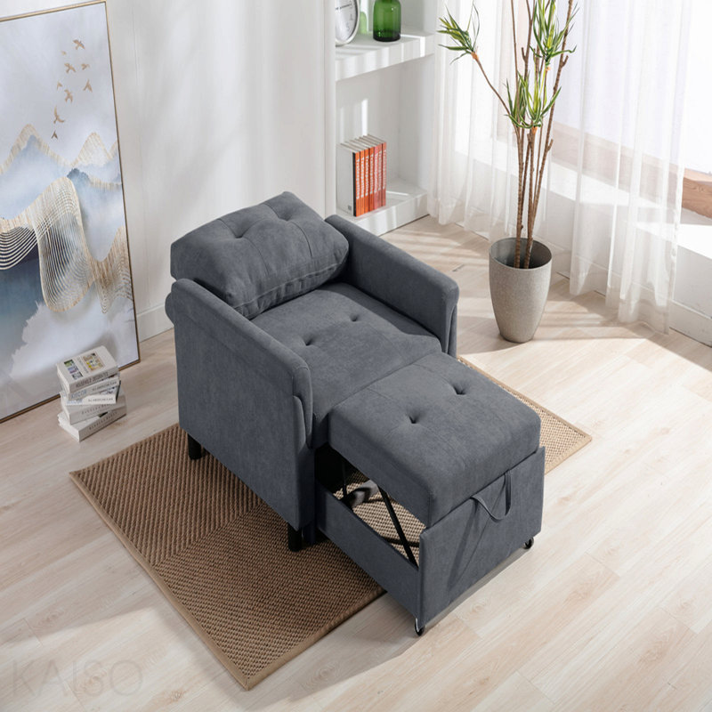 Fauteuil convertible 35 po gris foncé tissé