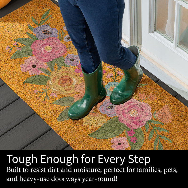 Bunny Blooms Spring Blossom, Flocked Coir Sassafras Switch Mat 22"x10", 24" W x 60" L