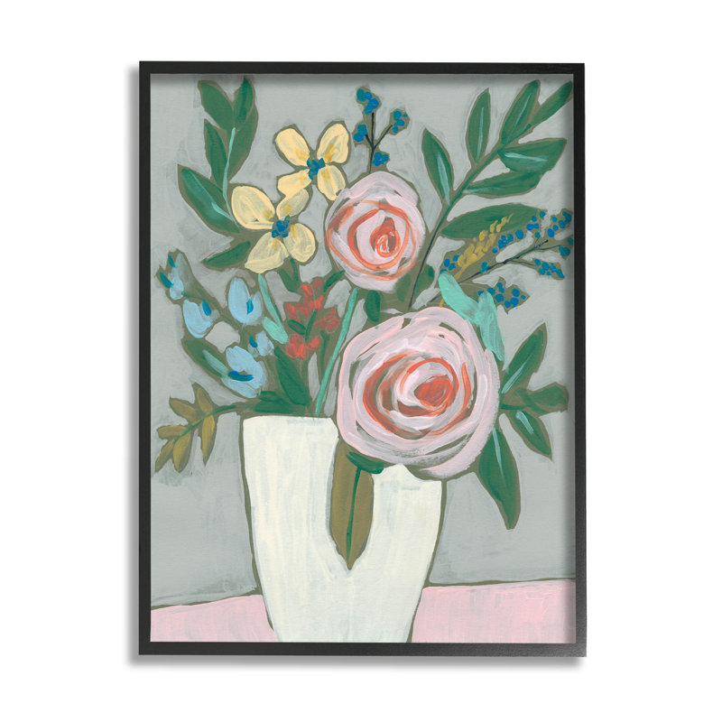 «Mixed Rose Bouquet», estampe numérique par Jennifer Goldberger, Giclée encadrée noir minuit, H 30 po x l 24 po x P 1,5 po