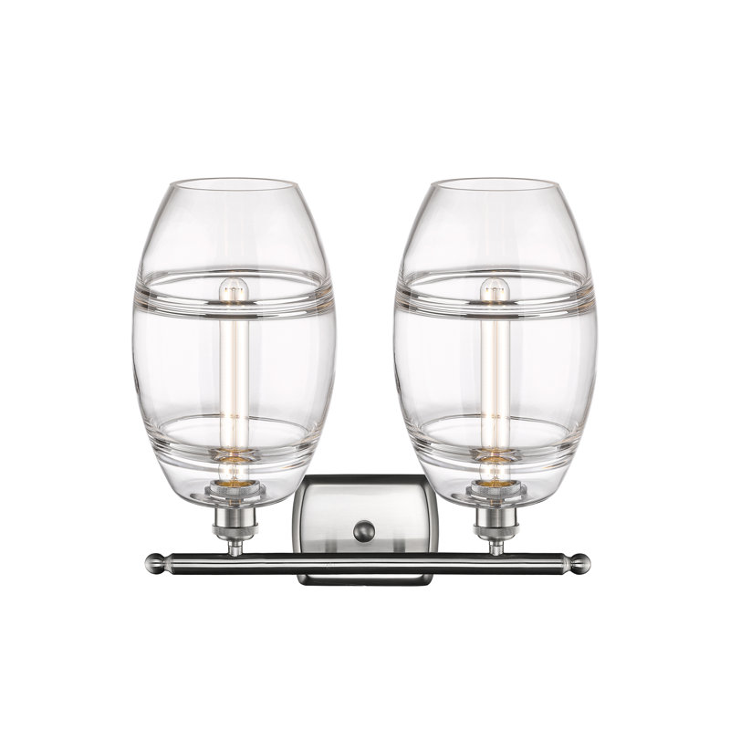 Éclairage de salle de bain à intensité variable à 2 lumières Bettylou, Transparent, Nickel satiné brossé