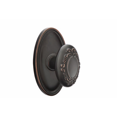 Ensemble de boutons d'intimité Emtek avec rosette ovale et bouton Victoria (CF)