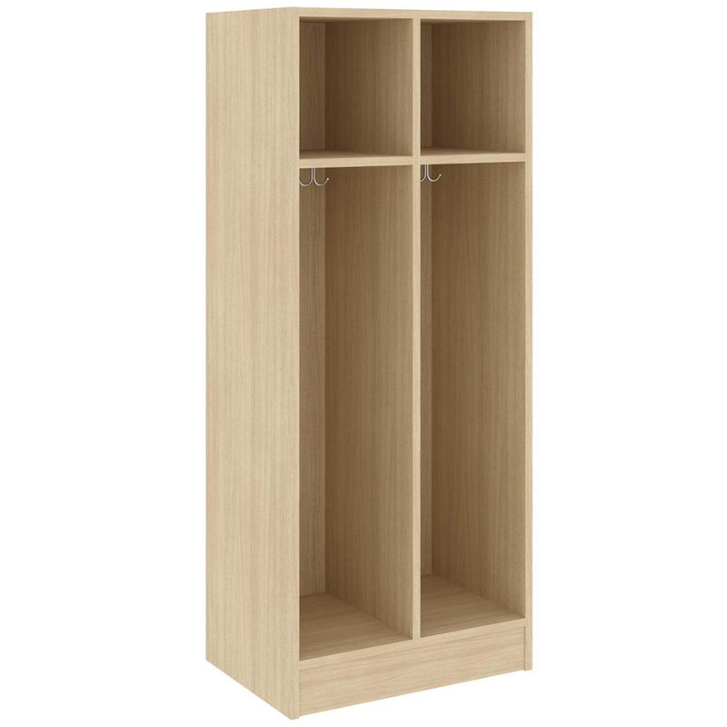 Armoire de rangement double à deux compartiments pour salle de classe, Chêne Battle Creek