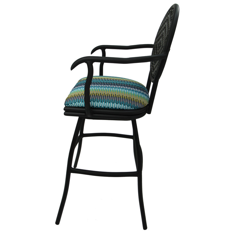 Tabouret pivotant et très grand Merriwood, Bande ensoleillée turquoise, Très haute (assise de 35 po de hauteur)