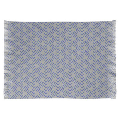 Tapis gris/bleu zig zag