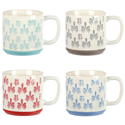 Ensemble de grandes tasses en grès 4 pièces 18 oz Gibson Home Morning Mist