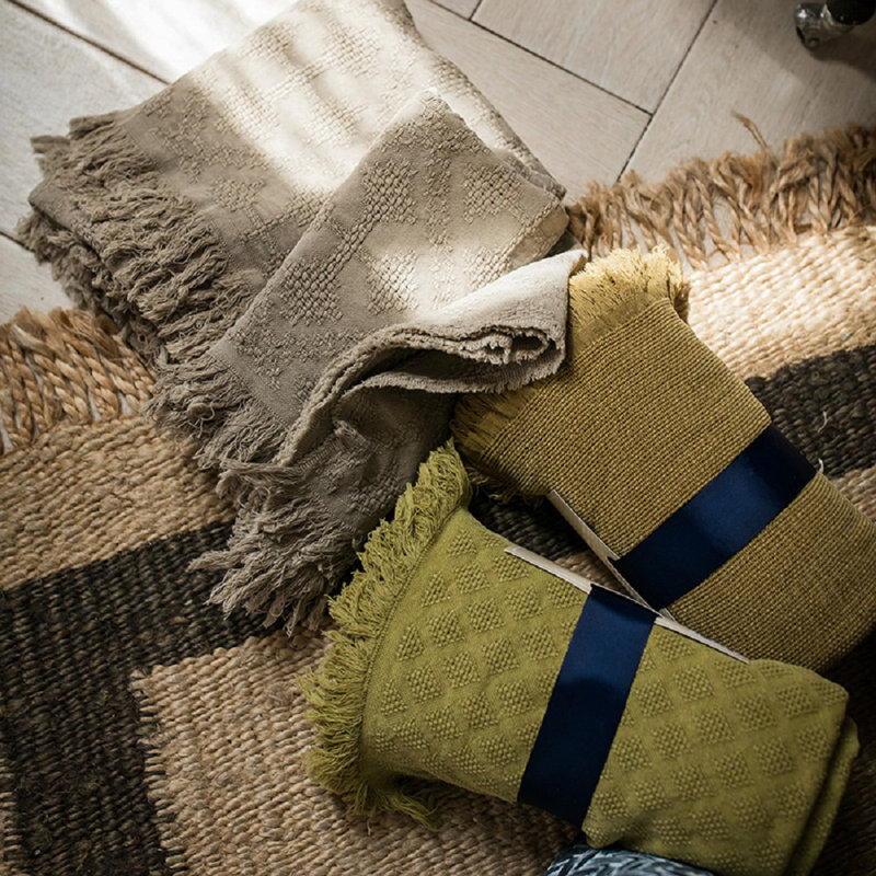 Hand Woven Throw Blanket, Green