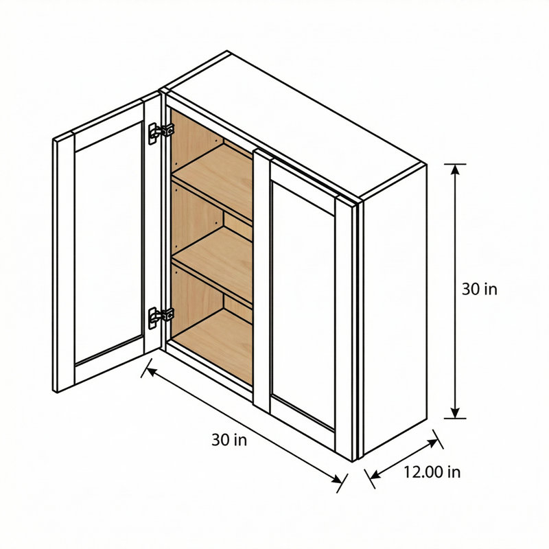 Armoire murale en bois massif blanc avec portes à fermeture douce et tablettes réglables White