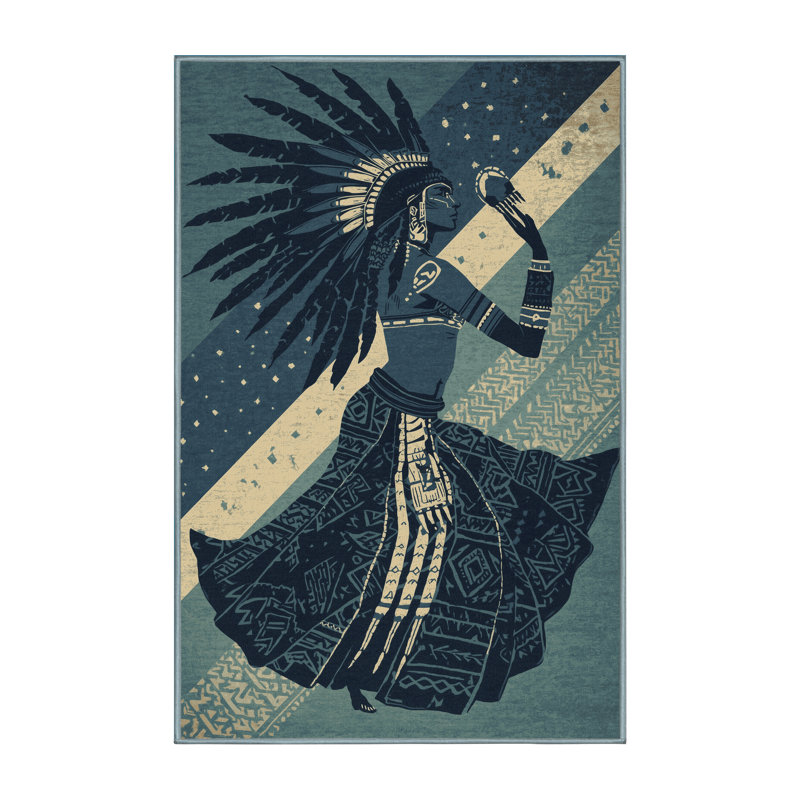 Tapis lavable à la machine Palmerston Tribal Dancer Warrior, 4 x 2
