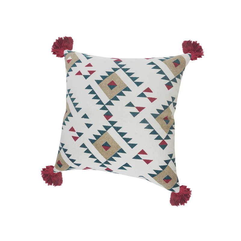 Hand Stitched Geometric Cotton Throw Pillow Cover