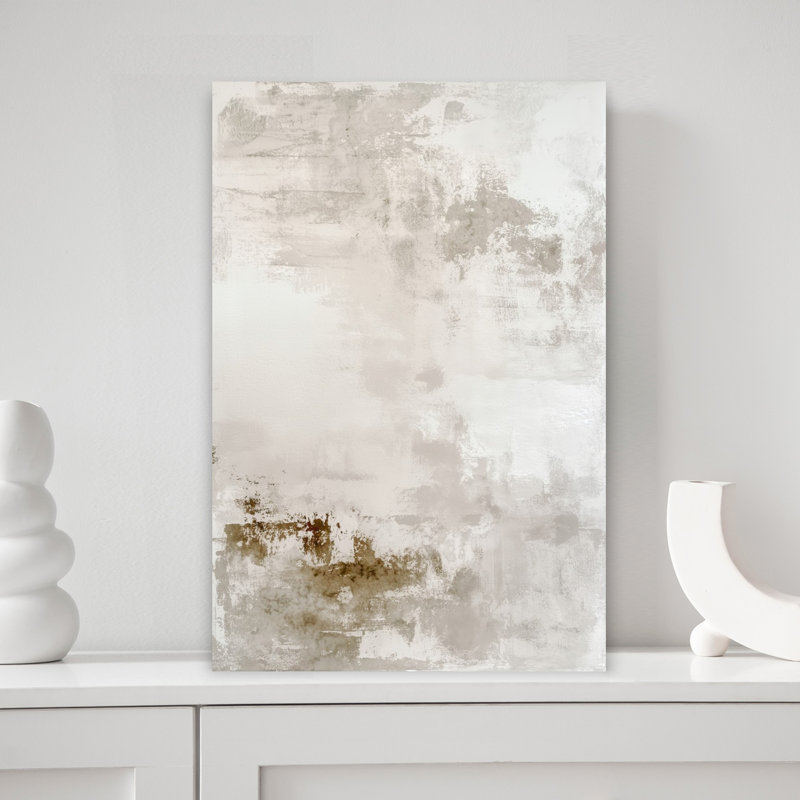 Taupe On White Abstract Abstract Contemporary Elegant Wall Art Print, 45.72cm H x 30.48cm W