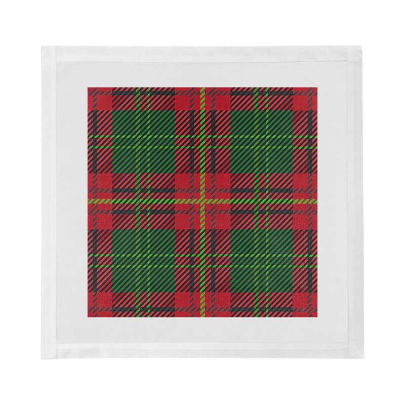 Christmas Tartan Cotton Sateen Dinner Napkins, Green