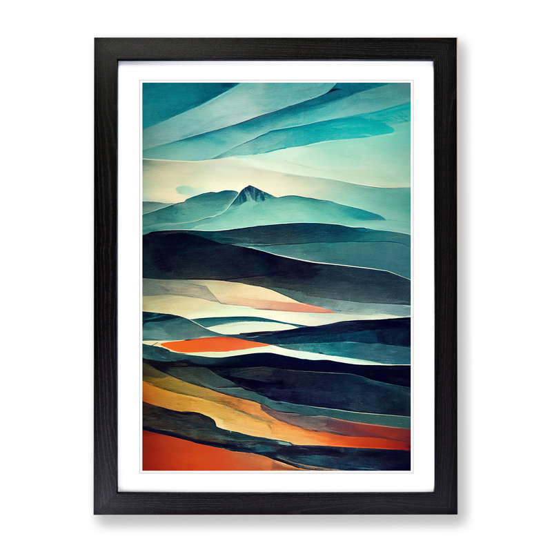Mountain Landscape Abstract No.2 - Framed Print, Black, 64cm H x 46cm W