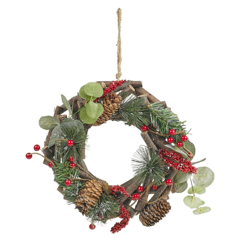 Faux Pinecone Pinecones 22cm Wreath, White