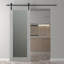 Porte de grange préfinie à panneaux en bois manufacturé et en verre massif Avon 207 avec trousse de quincaillerie d'installation-91265313-67511338