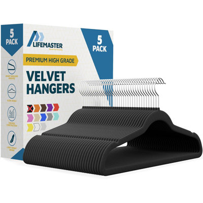 Ensemble de 5 cintres en velours robustes avec crochet pivotant à 360 °, encoche antidérapante, pouvant supporter 10 lb, idéal pour les costumes, les robes, les manteaux et plus encore