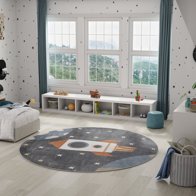 Hanfurd Machine Woven Polypropylene Plastic Rug, Round 7'10"