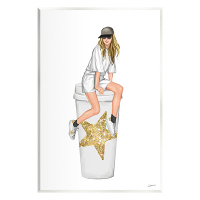 «Girl In Cap Glam Coffee Cup» par Ziwei Li, impression