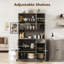 Armoire de rangement pour garde-manger de 71 po de hauteur avec 6 portes, huche de cuisine avec support pour micro-ondes, armoire de rangement avec tablettes réglables, garde-manger moderne avec tiroir pour la salle à manger de cuisine-1606295093