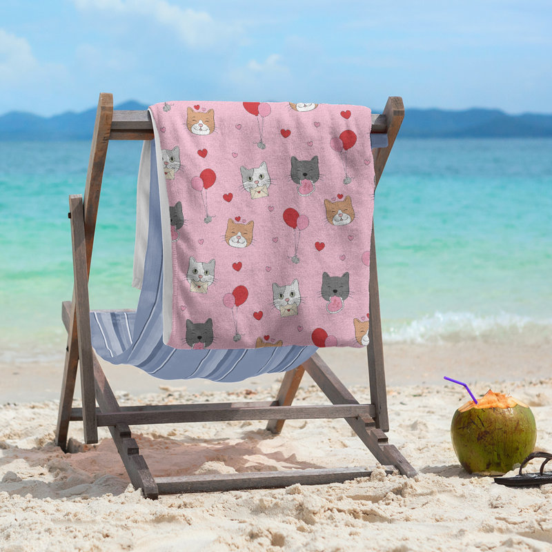 Beach Towel, Pink/Red, Poly/Cotton