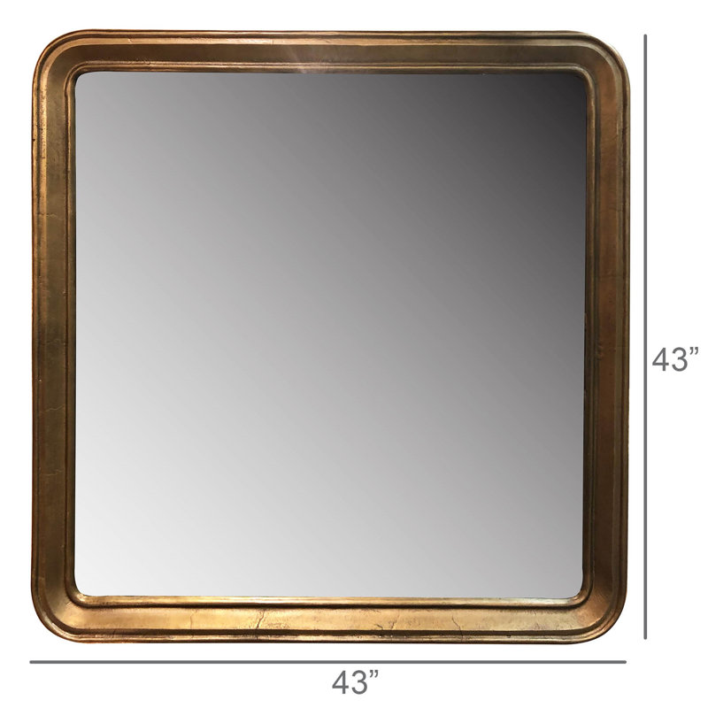 Brass Framed Square Mirror, 43" x 43"