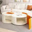 Table basse sans assemblage requise en blanc avec rangement coulissant extensible blanc - robuste et assemblé, pour les petits espaces-121070632-121070633