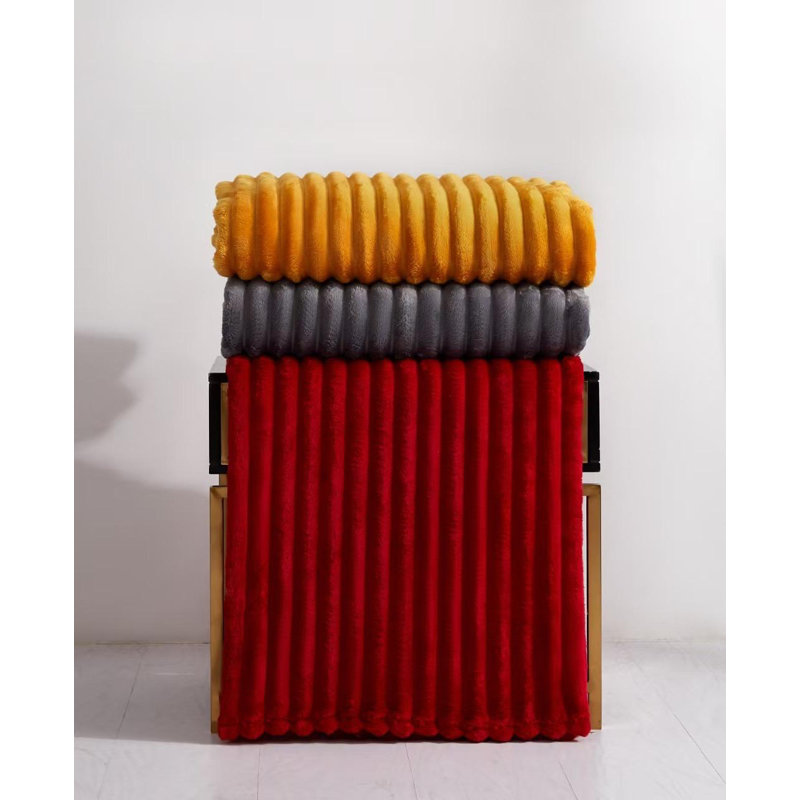Luxury Soft Warm Ribbed Throw Faux Fur Blanket Sofa Bed Chair Fleece Small Large Machine Woven Throw Blanket, 240cm x 200cm
