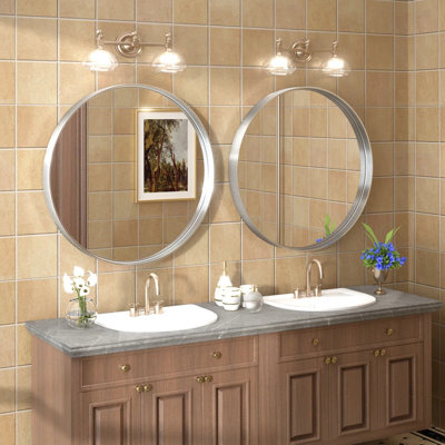 Aevar Round High Quality Aluminum Alloy Framed French Cleat Mounted Wall Decor Bathroom Vanity Mirror with 5-Year Warranty 